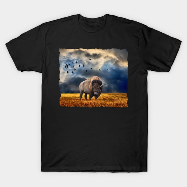 Buffalo On The Plains T-Shirt by PhotoArts